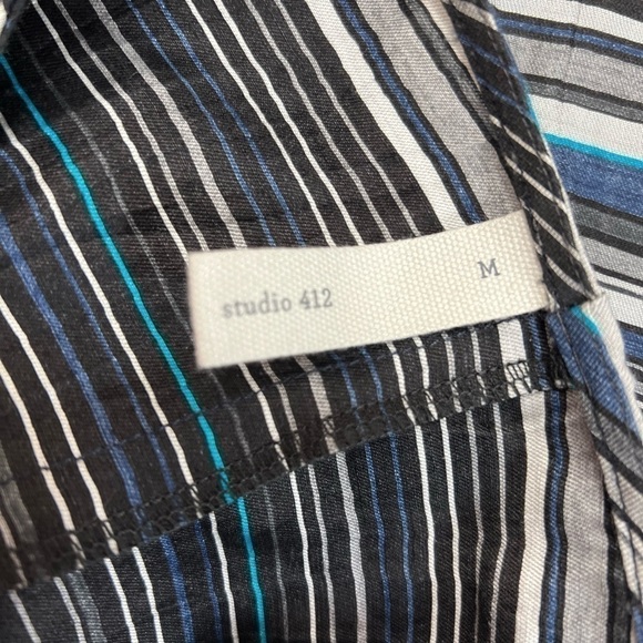Studio 412 Oversized Boxy Pocket Summer Dress Medium Shift Striped - Picture 6 of 6